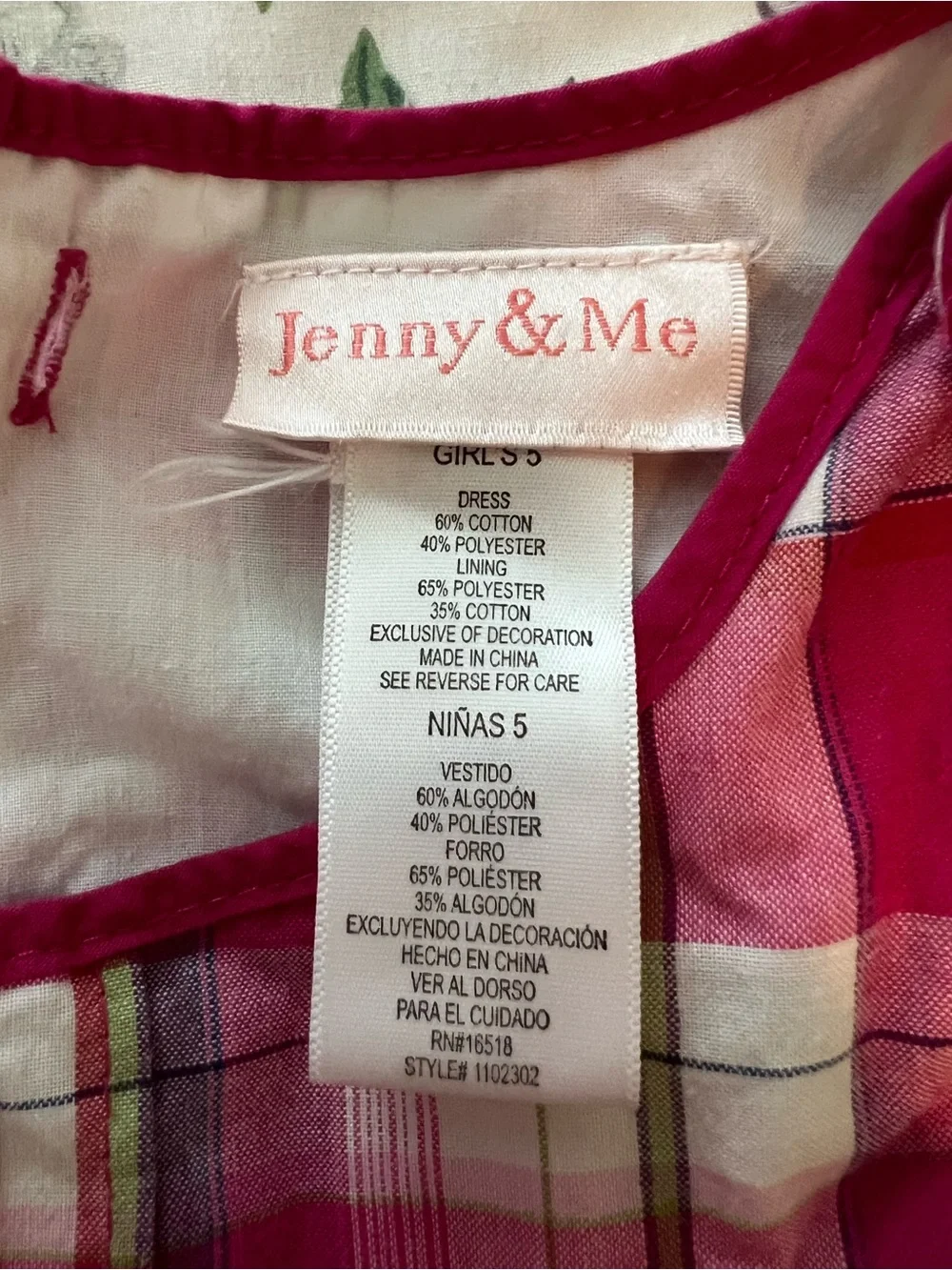 Jenny & Me Green and Red Plaid Jumper Dress Size 5